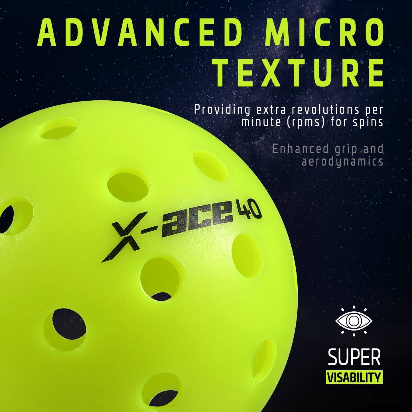 AMA Sport X-ACE Pickleballs 40 Hole Outdoor Pickleball Balls Crack Resistant
