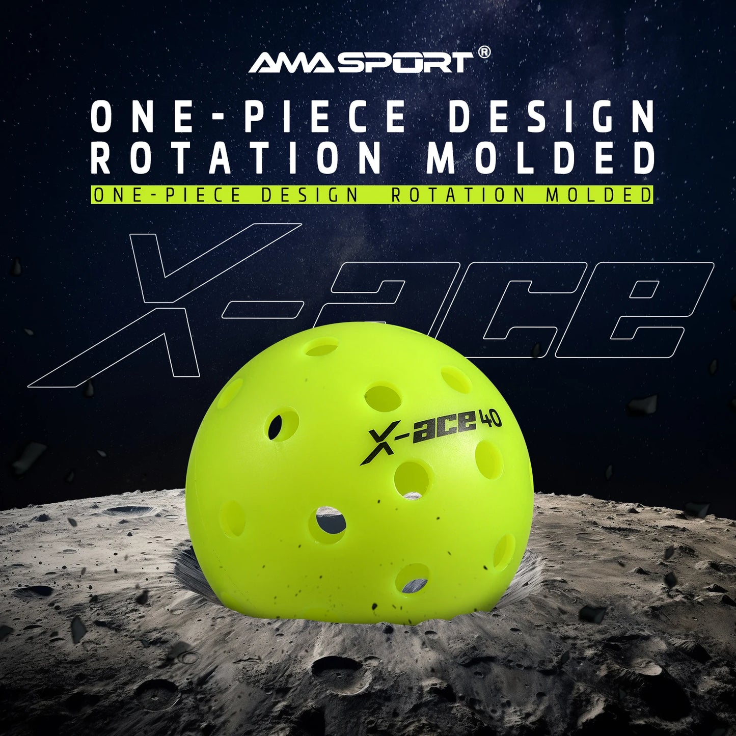 AMA Sport X-ACE Pickleballs 40 Hole Outdoor Pickleball Balls Crack Resistant