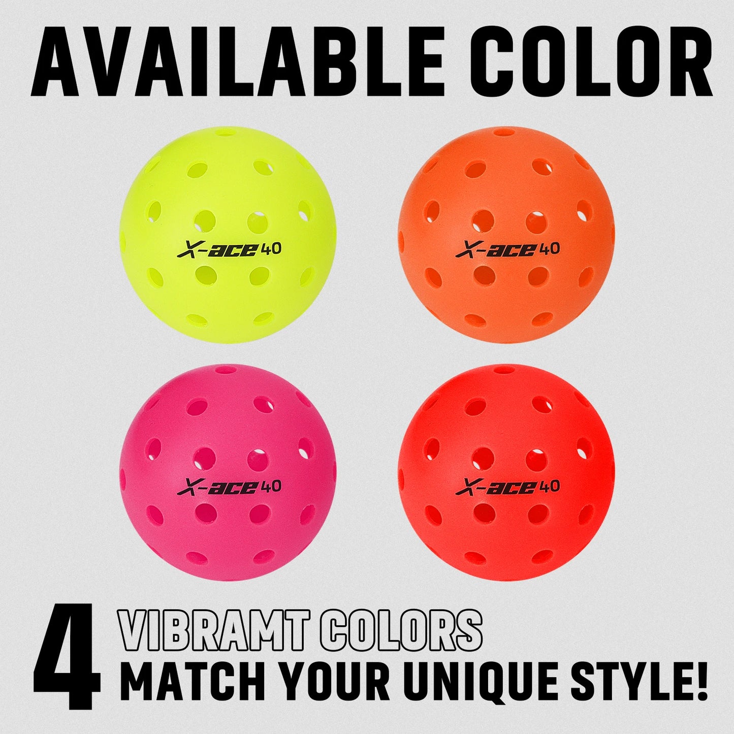 AMA Sport X-ACE Pickleballs 40 Hole Outdoor Pickleball Balls Crack Resistant